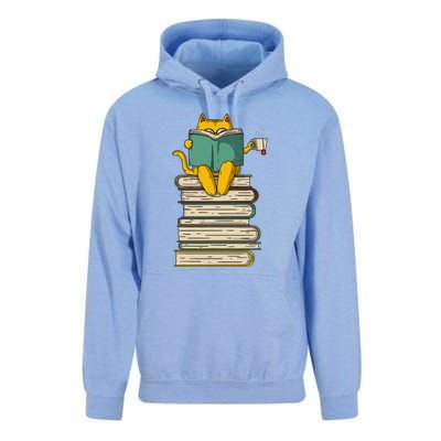 Reading Cat Funny Book & Tea Lover Gift Unisex Surf Hoodie