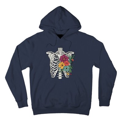 Rib Cage Floral Skeleton Flower Bunch Hoodie