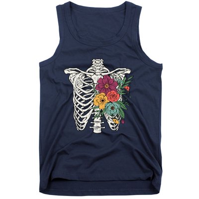 Rib Cage Floral Skeleton Flower Bunch Tank Top