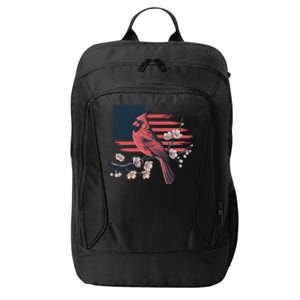 Red Cardinal Floral Flag Design Patriotic Birdwatching City Backpack