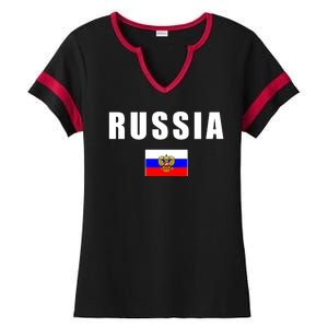 Russia Country Flag Ladies Halftime Notch Neck Tee