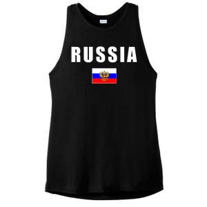 Russia Country Flag Ladies PosiCharge Tri-Blend Wicking Tank