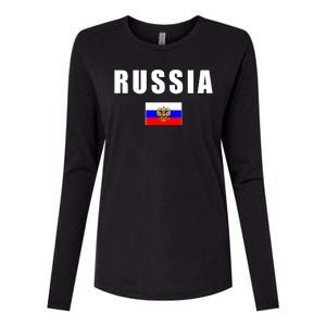 Russia Country Flag Womens Cotton Relaxed Long Sleeve T-Shirt