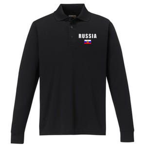 Russia Country Flag Performance Long Sleeve Polo