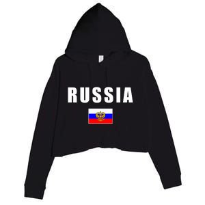 Russia Country Flag Crop Fleece Hoodie