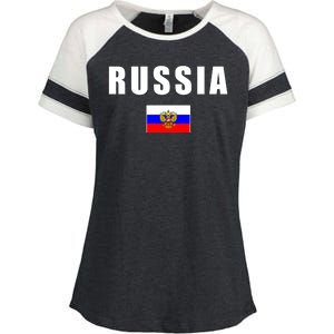 Russia Country Flag Enza Ladies Jersey Colorblock Tee