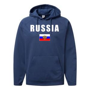 Russia Country Flag Performance Fleece Hoodie