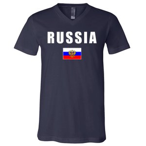 Russia Country Flag V-Neck T-Shirt