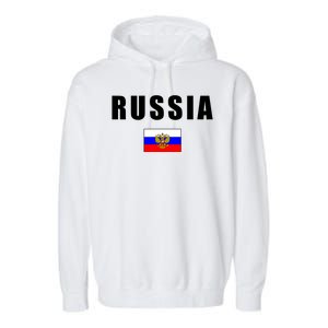 Russia Country Flag Garment-Dyed Fleece Hoodie