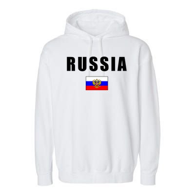 Russia Country Flag Garment-Dyed Fleece Hoodie