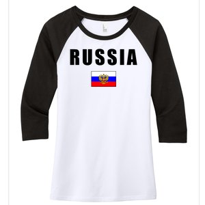 Russia Country Flag Women's Tri-Blend 3/4-Sleeve Raglan Shirt