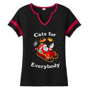 Retro Cats For Everybody Christmas Cat Lover Santa Gift Ladies Halftime Notch Neck Tee