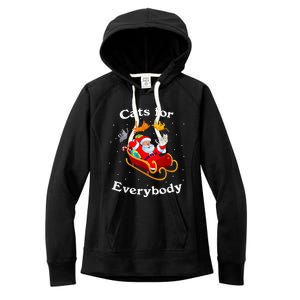 Retro Cats For Everybody Christmas Cat Lover Santa Gift Women's Fleece Hoodie