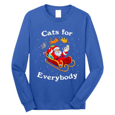 Retro Cats For Everybody Christmas Cat Lover Santa Gift Long Sleeve Shirt