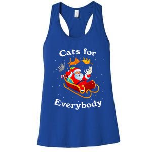 Retro Cats For Everybody Christmas Cat Lover Santa Gift Women's Racerback Tank