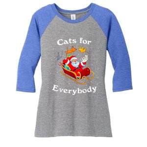 Retro Cats For Everybody Christmas Cat Lover Santa Gift Women's Tri-Blend 3/4-Sleeve Raglan Shirt