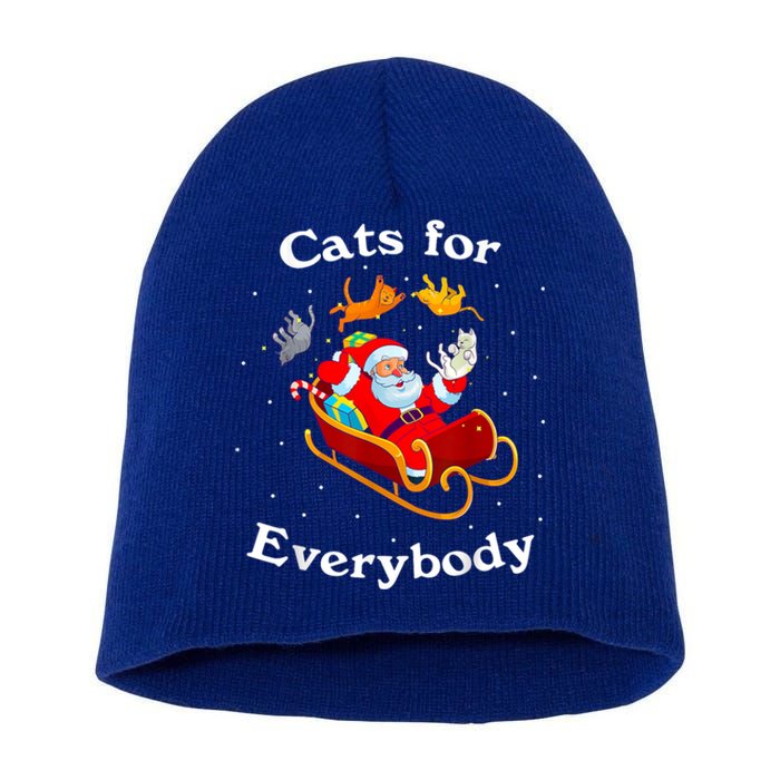 Retro Cats For Everybody Christmas Cat Lover Santa Gift Short Acrylic Beanie