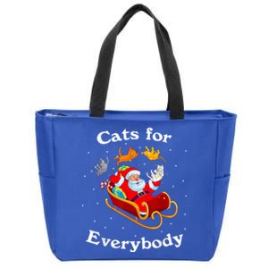 Retro Cats For Everybody Christmas Cat Lover Santa Gift Zip Tote Bag