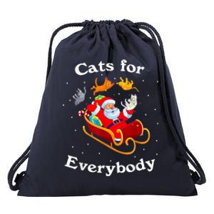 Retro Cats For Everybody Christmas Cat Lover Santa Gift Drawstring Bag