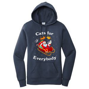 Retro Cats For Everybody Christmas Cat Lover Santa Gift Women's Pullover Hoodie