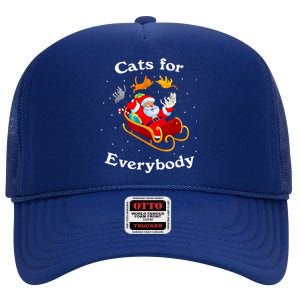 Retro Cats For Everybody Christmas Cat Lover Santa Gift High Crown Mesh Back Trucker Hat