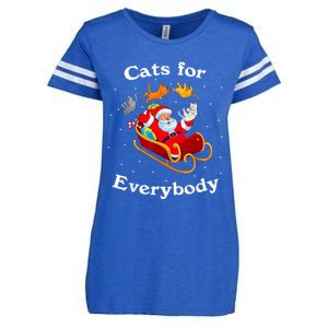 Retro Cats For Everybody Christmas Cat Lover Santa Gift Enza Ladies Jersey Football T-Shirt