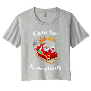 Retro Cats For Everybody Christmas Cat Lover Santa Gift Women's Crop Top Tee