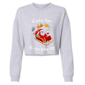 Retro Cats For Everybody Christmas Cat Lover Santa Gift Cropped Pullover Crew