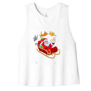 Retro Cats For Everybody Christmas Cat Lover Santa Gift Women's Racerback Cropped Tank