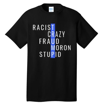 Racist Crazy Fraud Moron Stupid Trump Anti Trump Tall T-Shirt