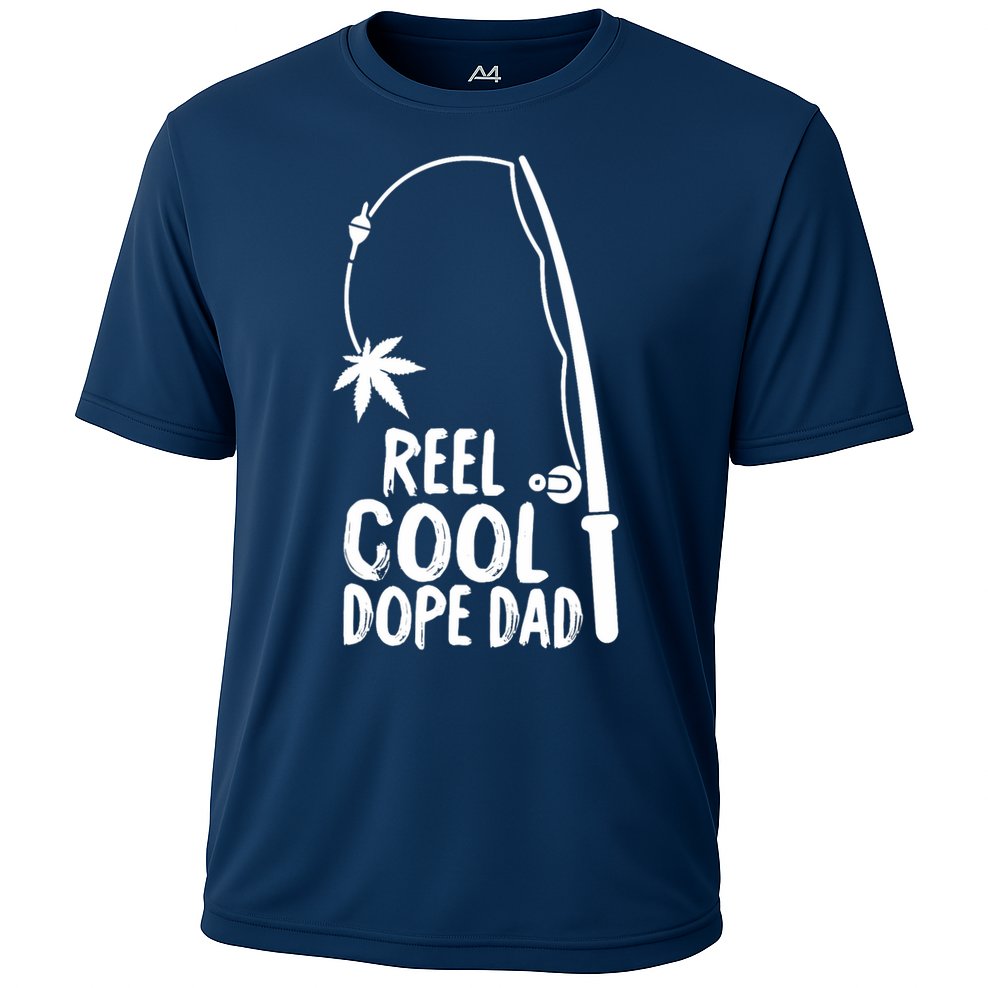 Reel Cool Fathers Day Fishing Dope Dad Weed Marijuana Stoner Cooling Performance Crew T-Shirt
