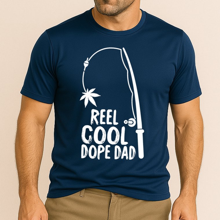 Reel Cool Fathers Day Fishing Dope Dad Weed Marijuana Stoner Cooling Performance Crew T-Shirt
