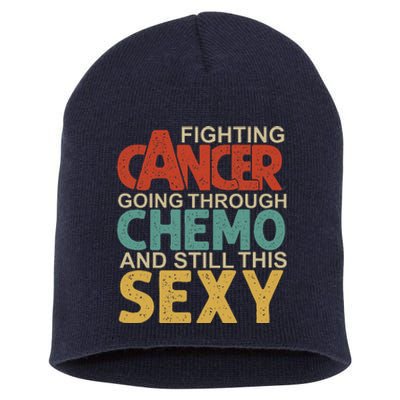 Retro Cancer Fighter Inspirational Quote Chemo Short Acrylic Beanie