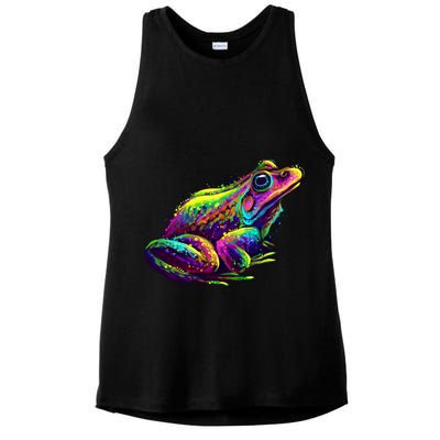 Realistic Colorful Frog Abstract Pose Ladies PosiCharge Tri-Blend Wicking Tank