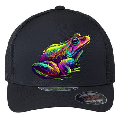 Realistic Colorful Frog Abstract Pose Flexfit Unipanel Trucker Cap