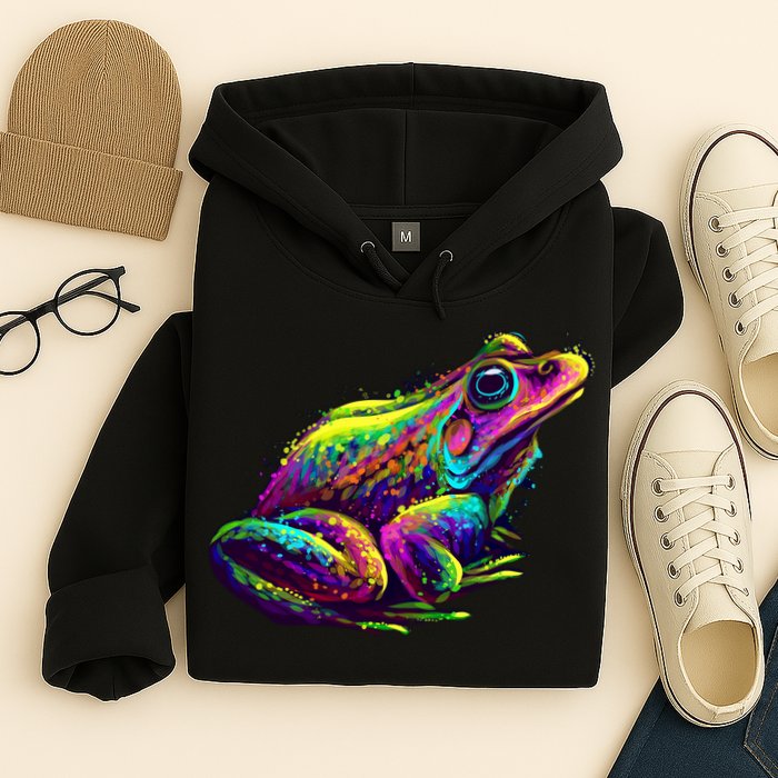 Realistic Colorful Frog Abstract Pose Hoodie