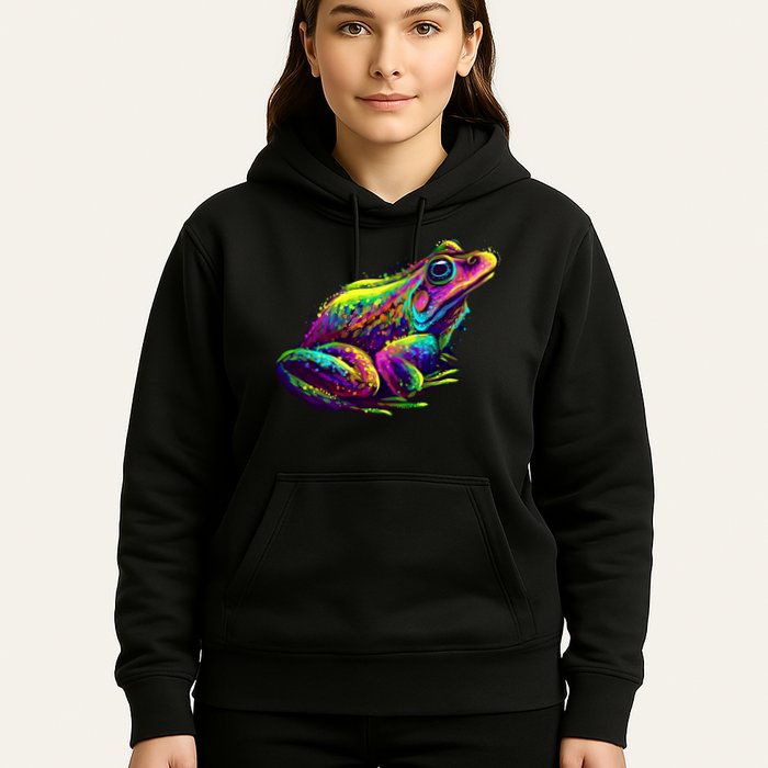 Realistic Colorful Frog Abstract Pose Hoodie