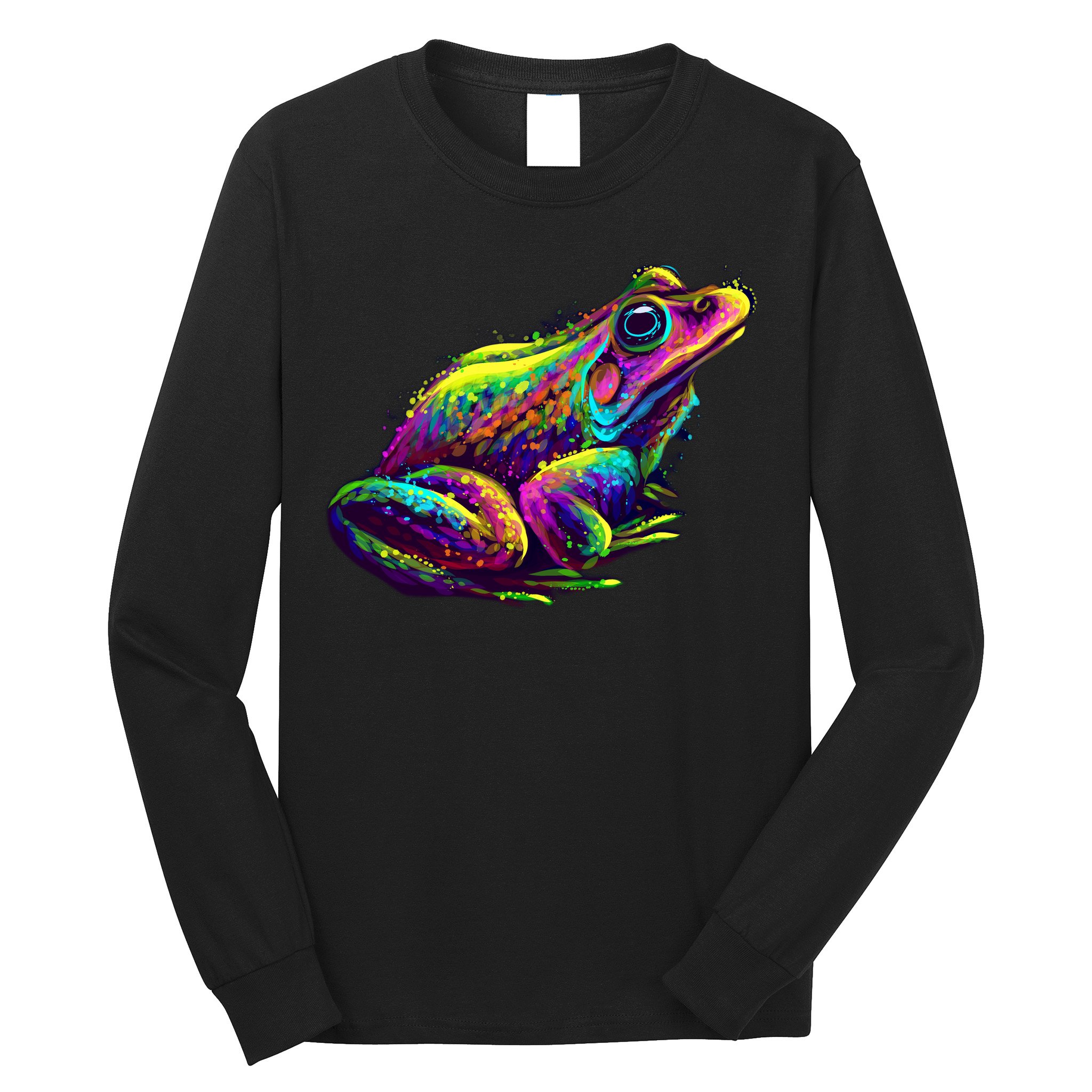 Realistic Colorful Frog Abstract Pose Long Sleeve Shirt