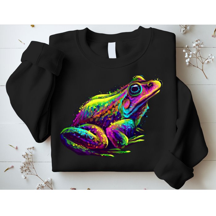 Realistic Colorful Frog Abstract Pose Sweatshirt