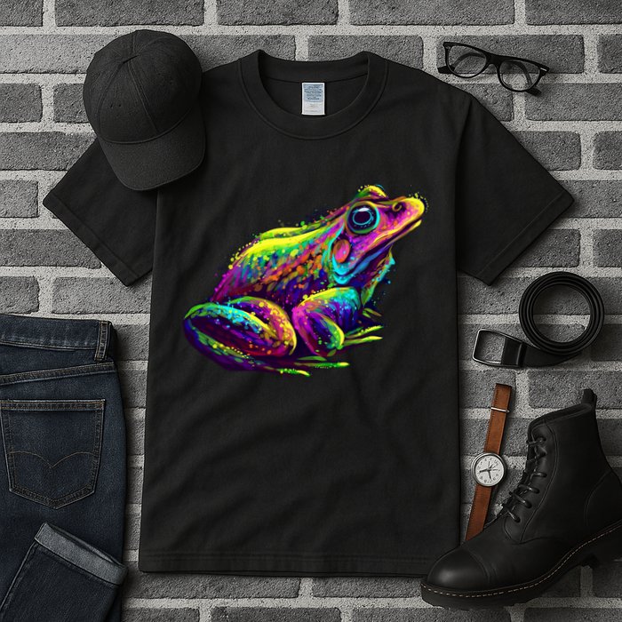 Realistic Colorful Frog Abstract Pose Tall T-Shirt