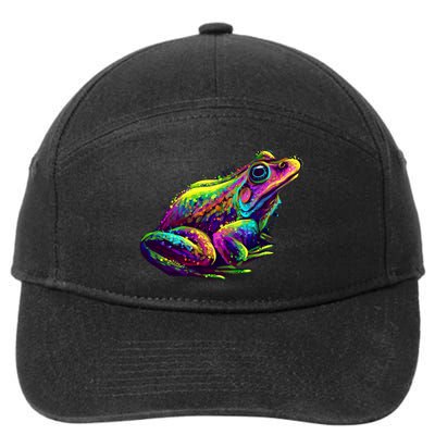 Realistic Colorful Frog Abstract Pose 7-Panel Snapback Hat