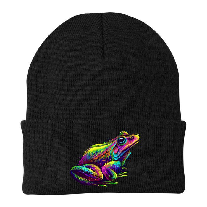 Realistic Colorful Frog Abstract Pose Beanie