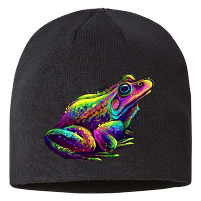 Realistic Colorful Frog Abstract Pose Sustainable Beanie