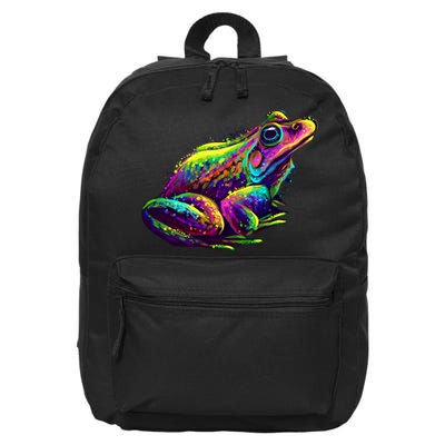 Realistic Colorful Frog Abstract Pose 16 in Basic Backpack