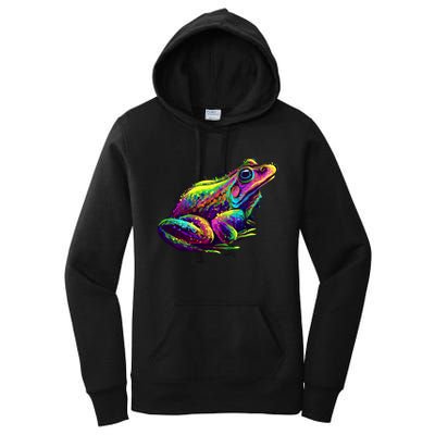 Realistic Colorful Frog Abstract Pose Women's Pullover Hoodie