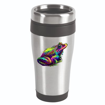 Realistic Colorful Frog Abstract Pose 16oz Travel Tumbler