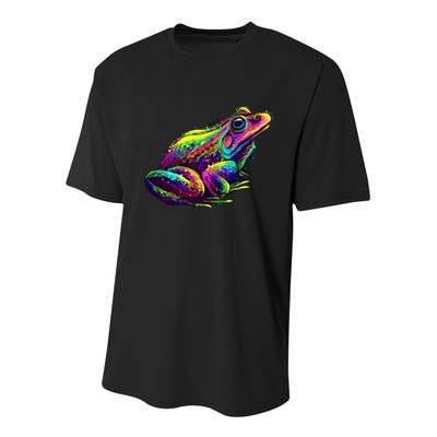 Realistic Colorful Frog Abstract Pose Youth Performance Sprint T-Shirt