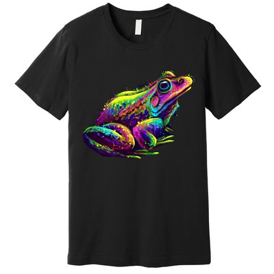 Realistic Colorful Frog Abstract Pose Premium T-Shirt