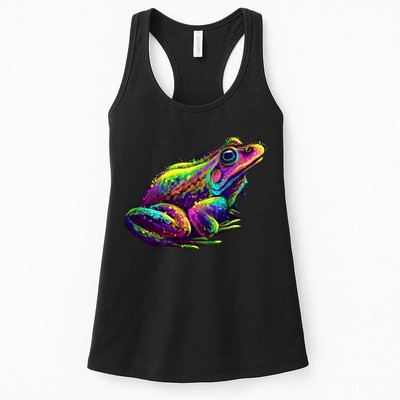 Realistic Colorful Frog Abstract Pose Womens Tank Top