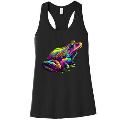 Realistic Colorful Frog Abstract Pose Women's Racerback Tank